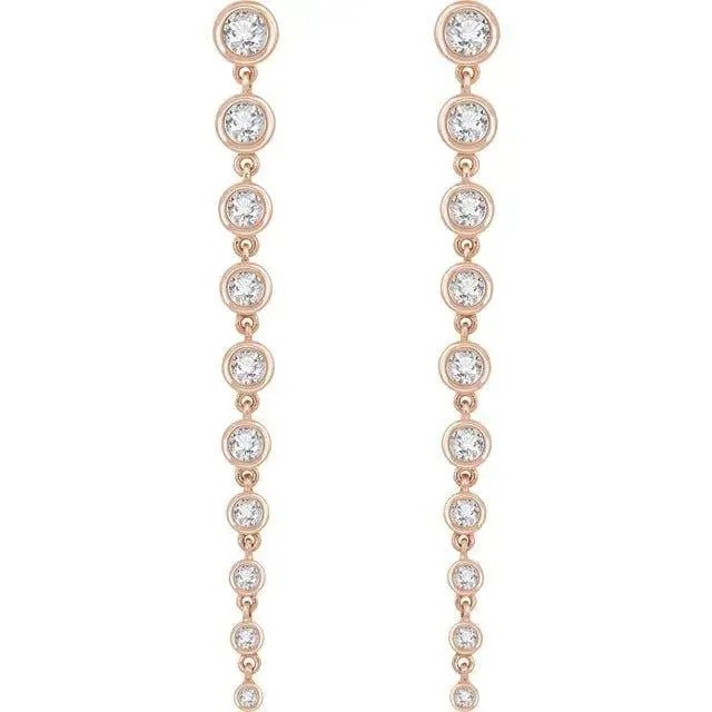 Elegant rose gold drop earrings featuring lab-grown diamonds