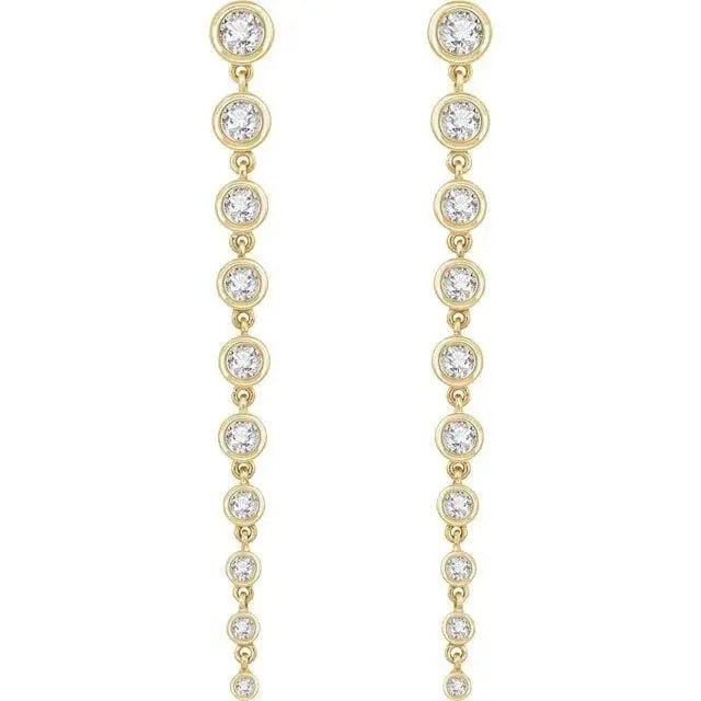 Close-up of 1.75–2.0 carat lab-grown diamond earrings in a classic drop style