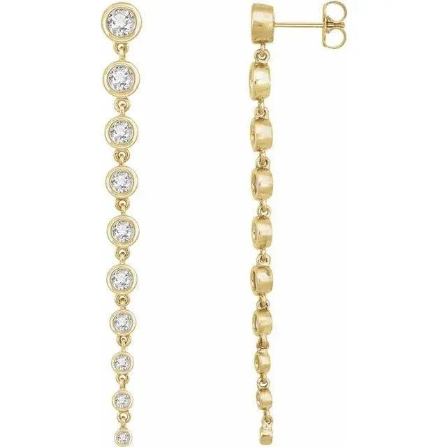 Yellow gold diamond drop earrings with sustainable design