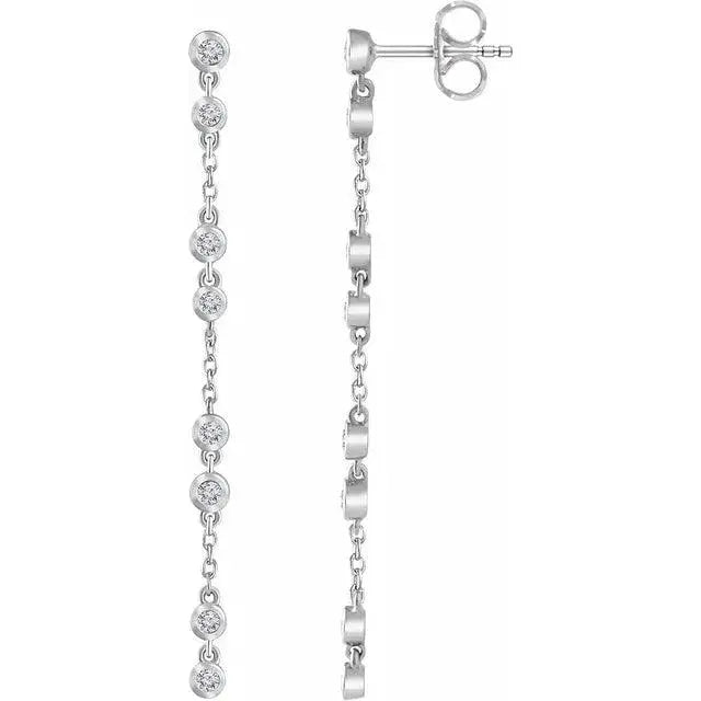 Diamond drop earrings featuring ⅓ CT VS lab-grown diamonds on 14K gold hooks, handcrafted in NYC.