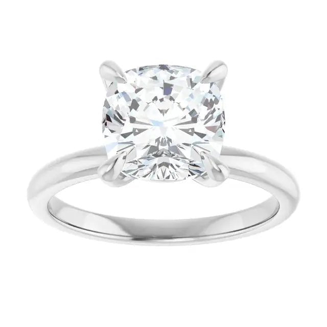 Intricate craftsmanship detail of cushion diamond setting