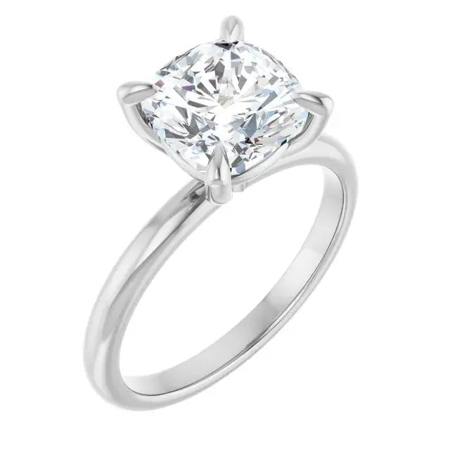 Handcrafted cushion diamond solitaire engagement ring by Dimitrios Creations
