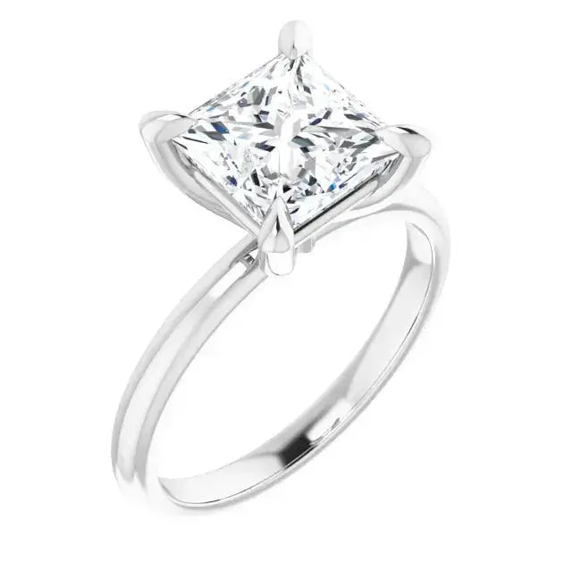 14K gold square diamond engagement ring by Dimitrios Creations