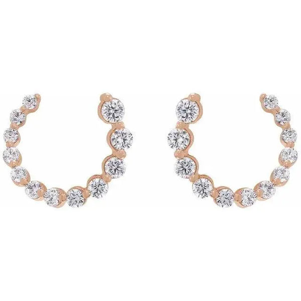 14K Gold Diamond Circle Earrings – Elegant Hoop Studs for Timeless Style - 3