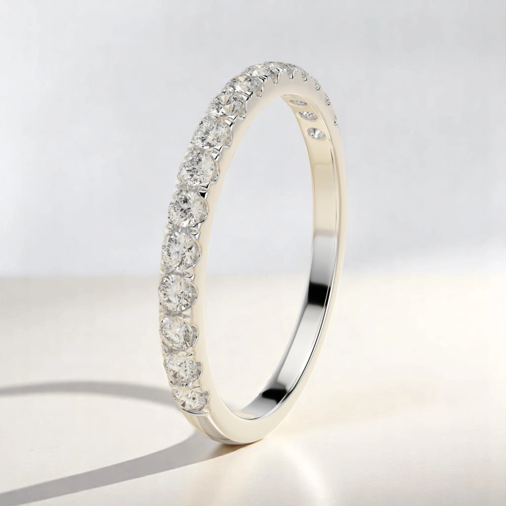 Hand-set diamond ring featuring DEF-VS diamonds in pavé setting