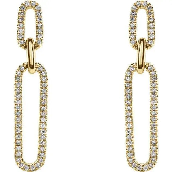 1/3 Carat Diamond Paperclip Earrings in 14k Gold – Modern Elegance - 2