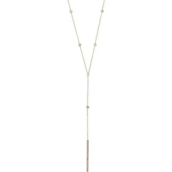 14K Gold Diamond Y Necklace – 1/3 Carat Lariat Pendant for Timeless Elegance - 3