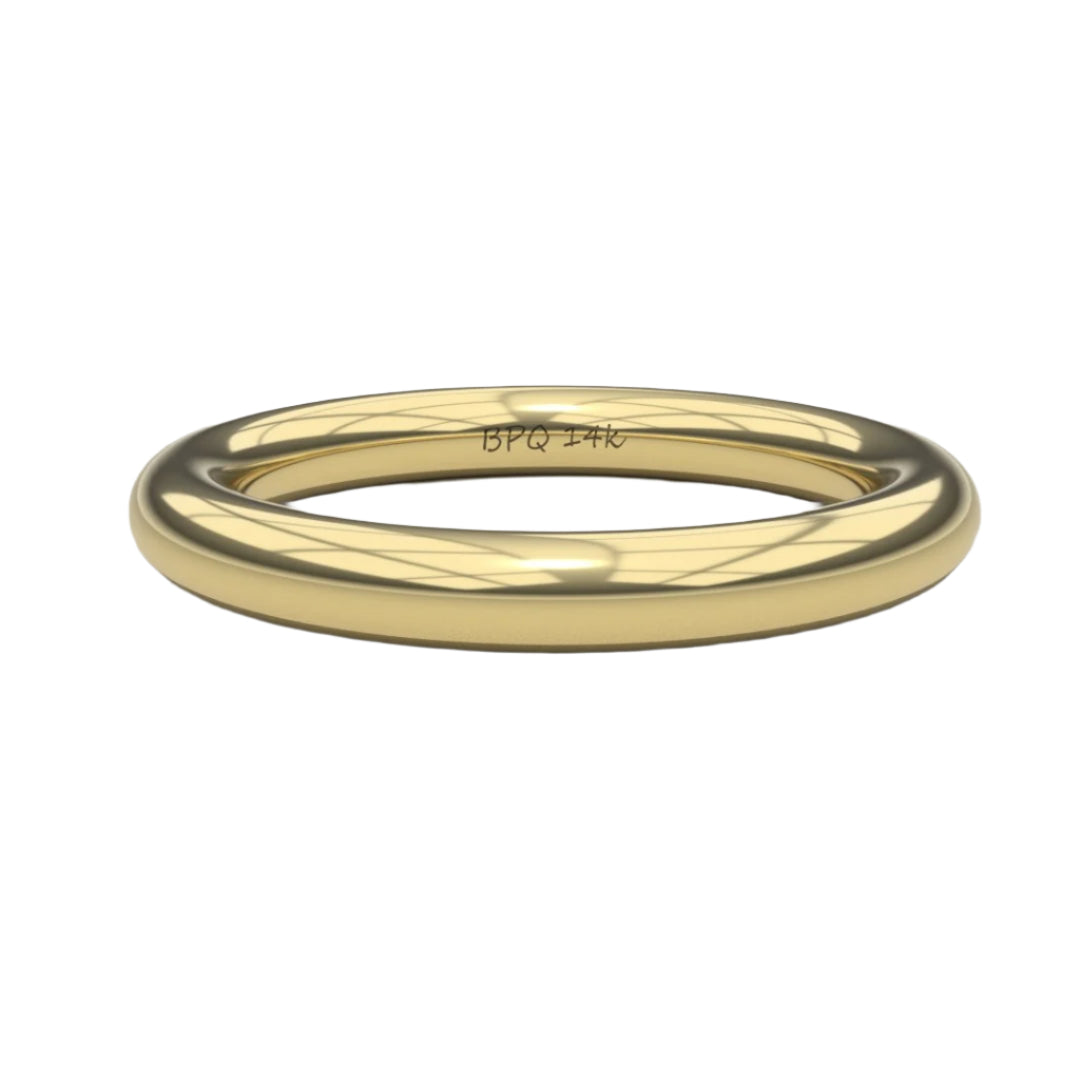 High-polished 3 mm wire ring in 14K yellow gold – sleek high-gloss band