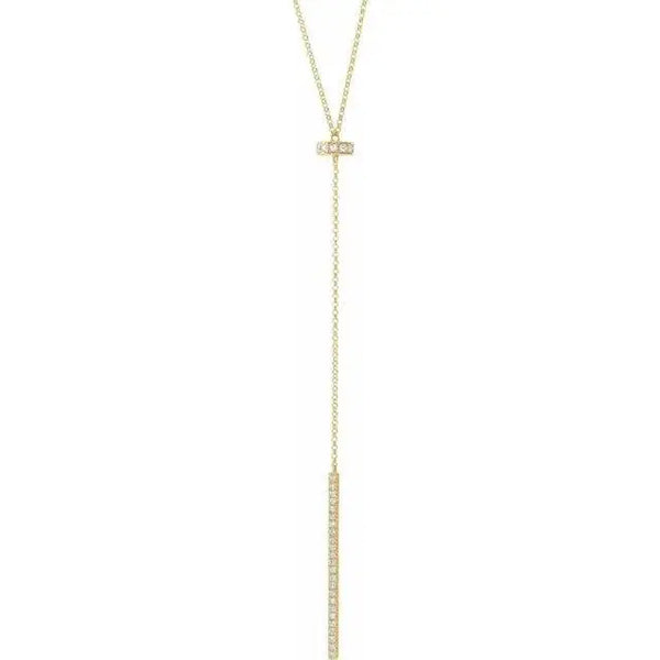 14K Gold Diamond Lariat Necklace – 1/4 Carat Y-Shaped Elegance