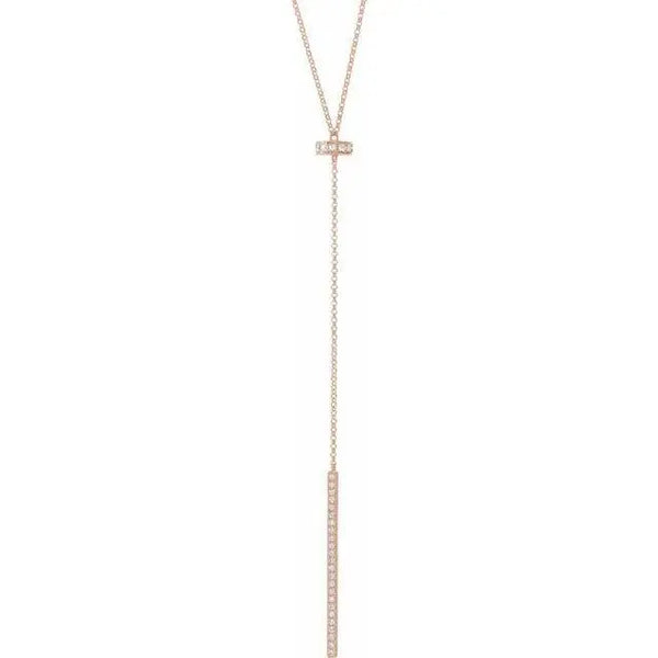 14K Gold Diamond Lariat Necklace – 1/4 Carat Y-Shaped Elegance - 3