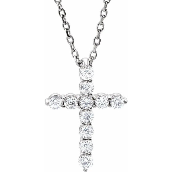 Natural Diamond Cross Necklace - Gold 1/4 Carat - 3