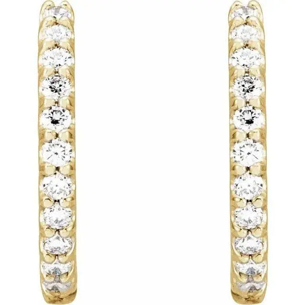 14K Gold 14mm Diamond Hoop Earrings – Sparkle and Elegance for Every Occasion - 2