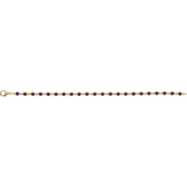 Handcrafted Solid Gold Amethyst Tennis Bracelet – Perfect Gift for Mother's Day - 2