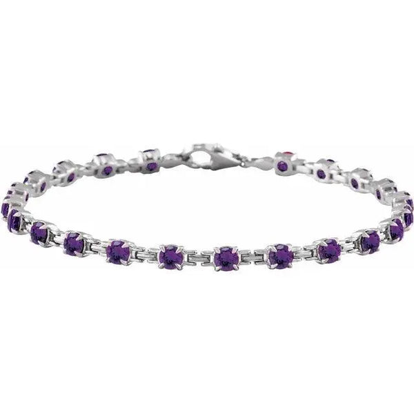 Handcrafted Solid Gold Amethyst Tennis Bracelet – Perfect Gift for Mother's Day - 3