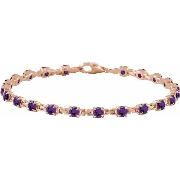 Handcrafted Solid Gold Amethyst Tennis Bracelet – Perfect Gift for Mother's Day - 4