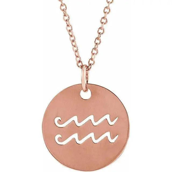 Aquarius Zodiac Disc Necklace – Gold Jewelry - 4