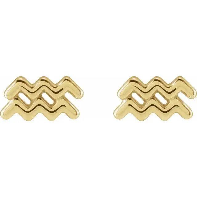 Aquarius Zodiac Earrings in 14k Gold Jimmy Leon Fine Jewelry