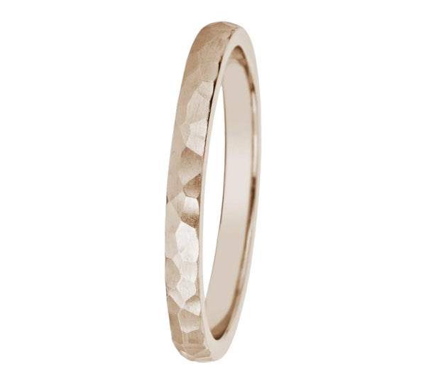 2mm Hammered Gold Ring – Satin Thin Band in 14k Yellow, White, or Rose Gold - 4