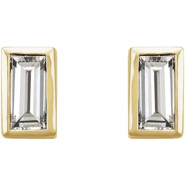 Baguette Diamond Bezel Stud Earrings Dimitrios Creations