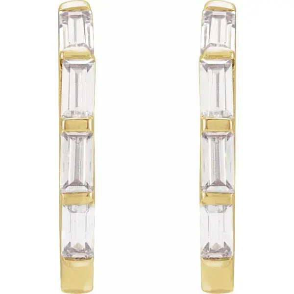 Baguette Lab-Grown Diamond Hoop Earrings – 14K Gold - 2