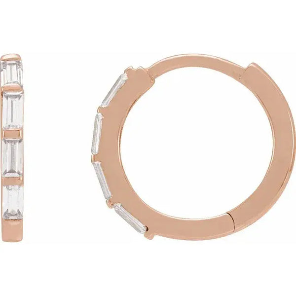 Baguette Lab-Grown Diamond Hoop Earrings – 14K Gold - 4