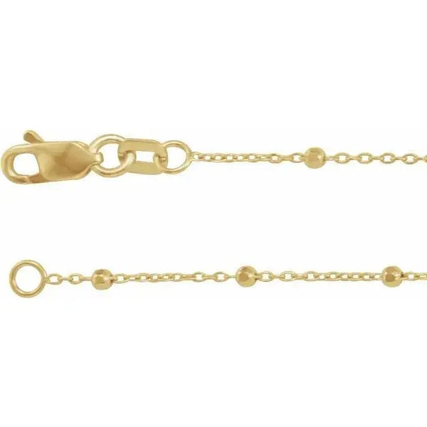 14K Gold Beaded Cable Chain Bracelet – .85mm Thin Minimalist Elegance