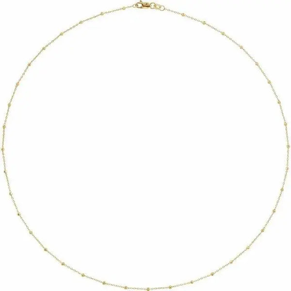 14K Gold Beaded Cable Chain Necklace – .85mm Thin, Perfect for Layering - 2