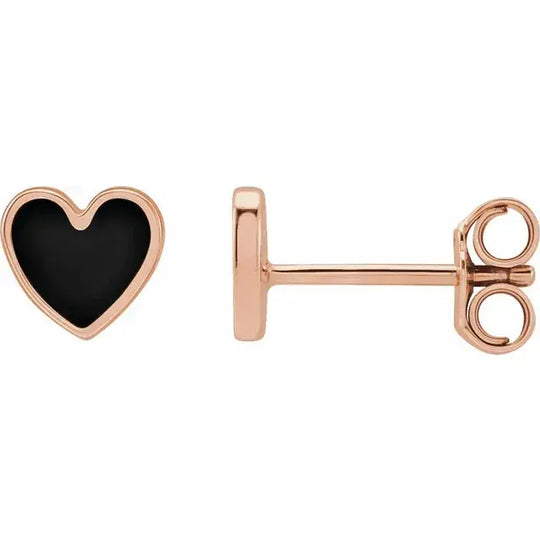 Black Enamel Heart Earrings in 14k Solid Gold Jimmy Leon Fine Jewelry