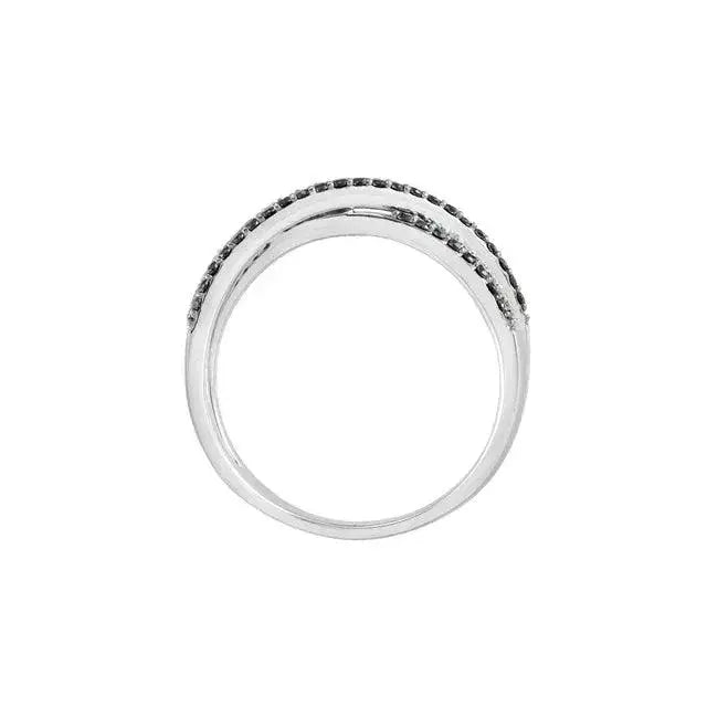 Black and White X Diamond ring in 14k White Gold Dimitrios Creations