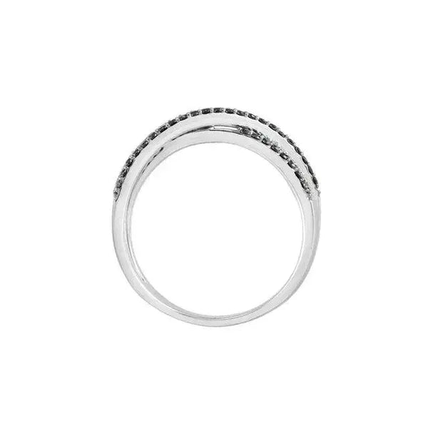 Black and White X Diamond Ring in 14K White Gold – Handcrafted Luxury Jewelry - 2