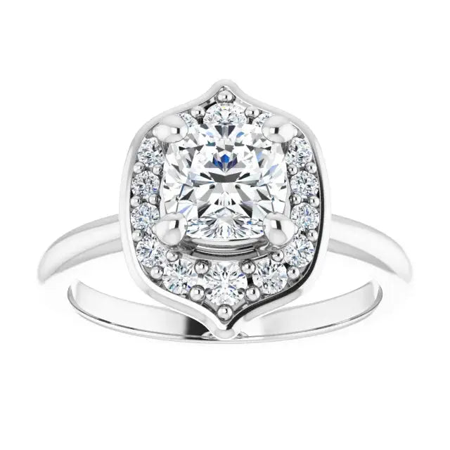 Cushion diamond blooming flower engagement ring