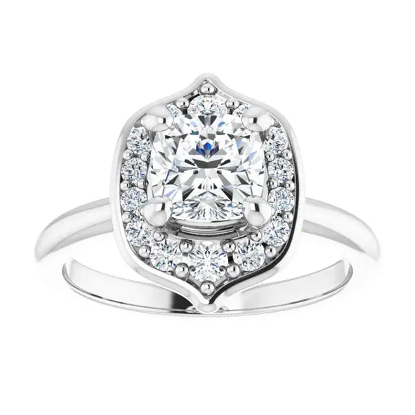 Blooming Pinpoint Flower Engagement Ring – Cushion Diamond