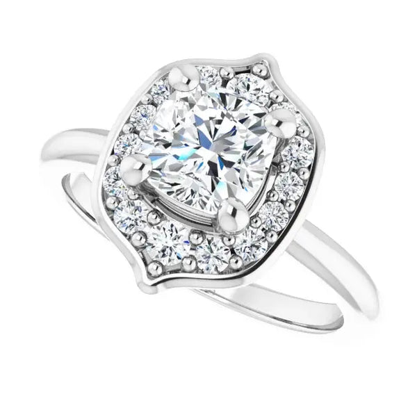 Blooming Pinpoint Flower Engagement Ring – Cushion Diamond - 2