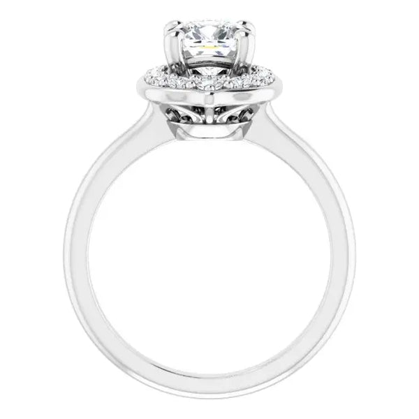 Blooming Pinpoint Flower Engagement Ring – Cushion Diamond - 4