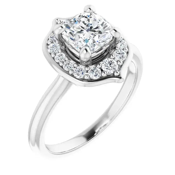 Blooming Pinpoint Flower Engagement Ring – Cushion Diamond - 5