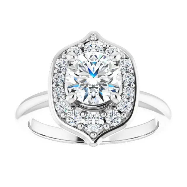 Blooming pinpoint flower engagement ring with diamonds