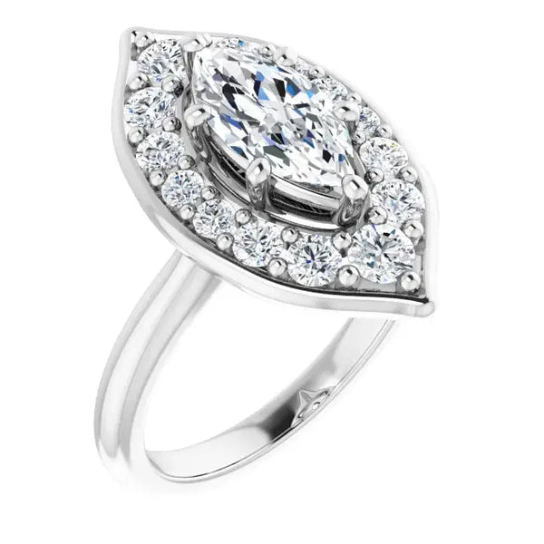 Blooming Pinpoint Flower Engagement Ring – Marquise Diamond - 5