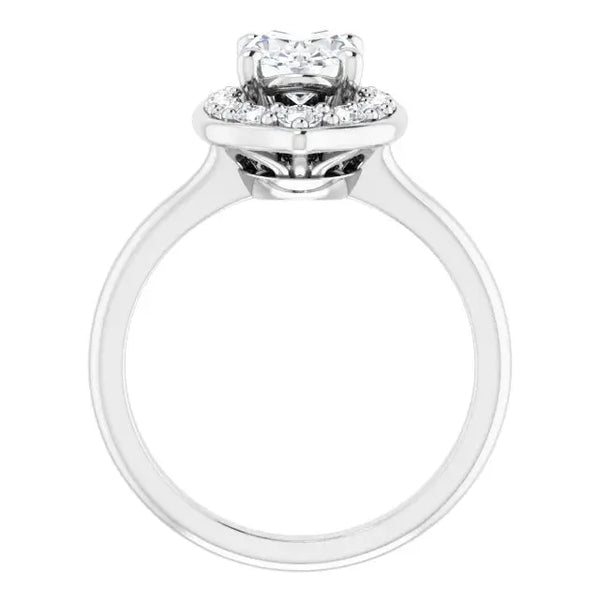 Blooming Pinpoint Flower Engagement Ring Oval Diamond - 2