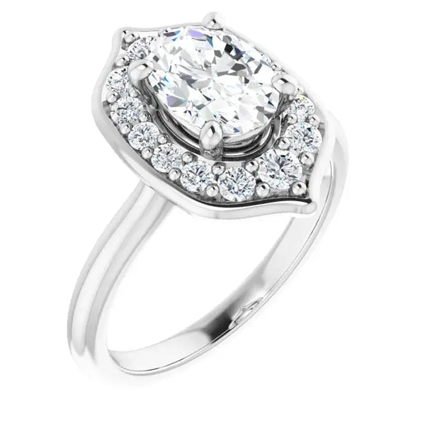 Blooming Pinpoint Flower Engagement Ring Oval Diamond - 3