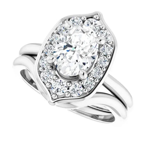 Blooming Pinpoint Flower Engagement Ring Oval Diamond - 4