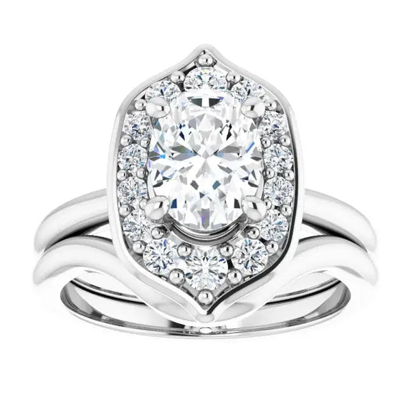 Blooming Pinpoint Flower Engagement Ring Oval Diamond - 5