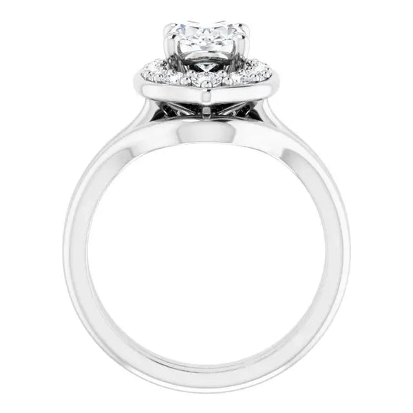 Blooming Pinpoint Flower Engagement Ring Oval Diamond - 6