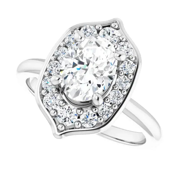 Blooming Pinpoint Flower Engagement Ring Oval Diamond - 8