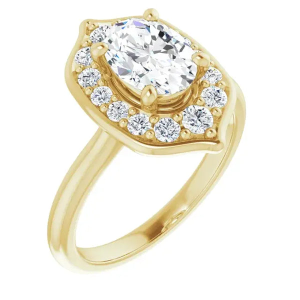 Blooming Pinpoint Flower Engagement Ring Oval Diamond - 10