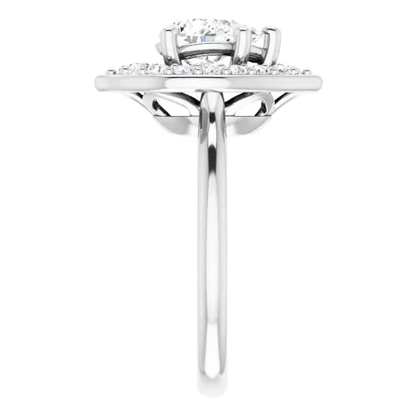 Blooming Pinpoint Flower Engagement Ring – Pear Diamond - 4