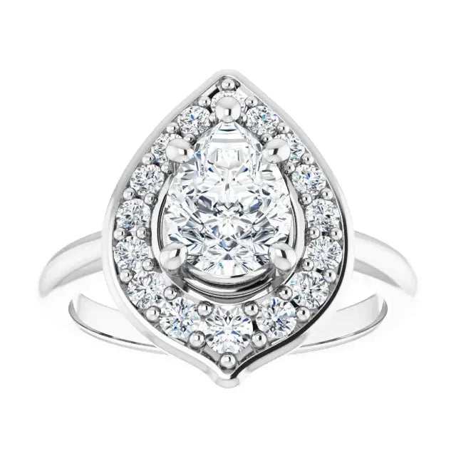 Pear diamond blooming flower engagement ring