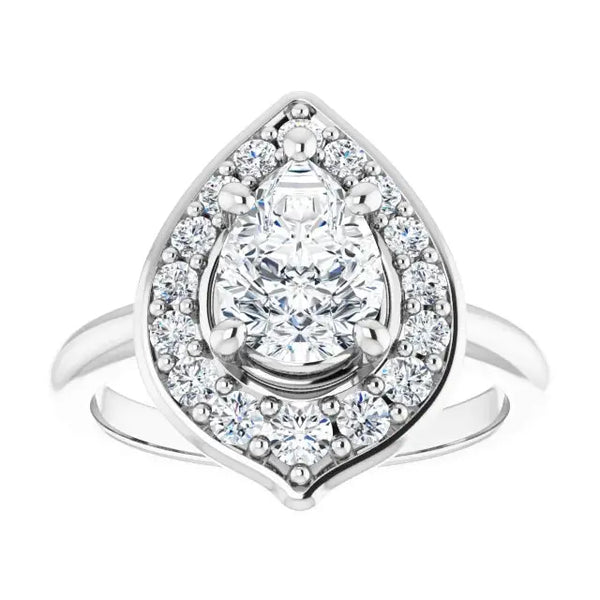 Blooming Pinpoint Flower Engagement Ring – Pear Diamond