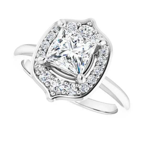 Blooming Pinpoint Flower Engagement Ring – Square Diamond - 3