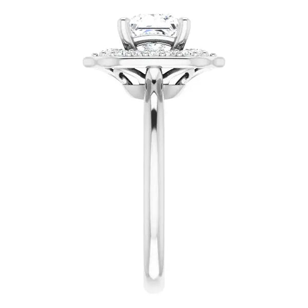 Blooming Pinpoint Flower Engagement Ring – Square Diamond - 4