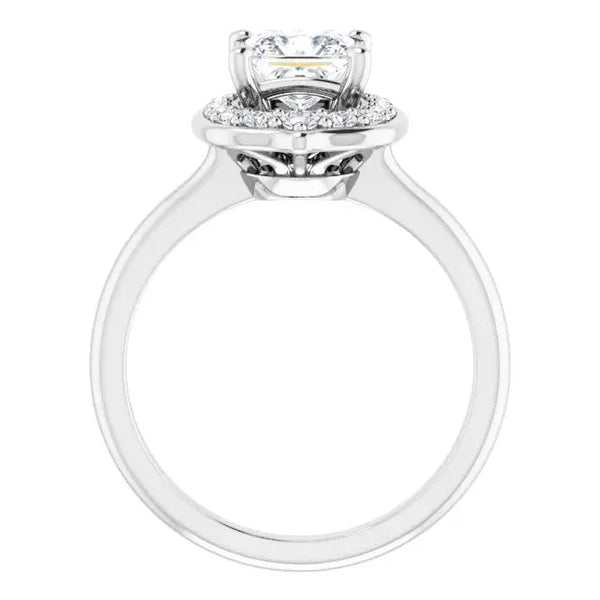 Blooming Pinpoint Flower Engagement Ring – Square Diamond - 5